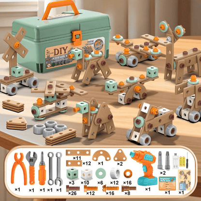 BUILDMASTER – 100-delige gereedschapsset voor creatieve kinderen vanaf 3 jaar