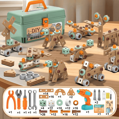 BUILDMASTER – 100-delige gereedschapsset voor creatieve kinderen vanaf 3 jaar