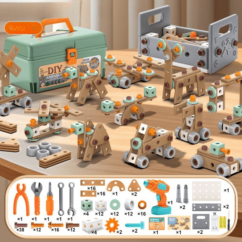 BUILDMASTER – 100-delige gereedschapsset voor creatieve kinderen vanaf 3 jaar