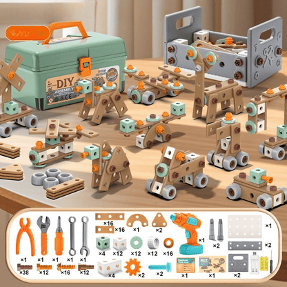 BUILDMASTER – 100-delige gereedschapsset voor creatieve kinderen vanaf 3 jaar