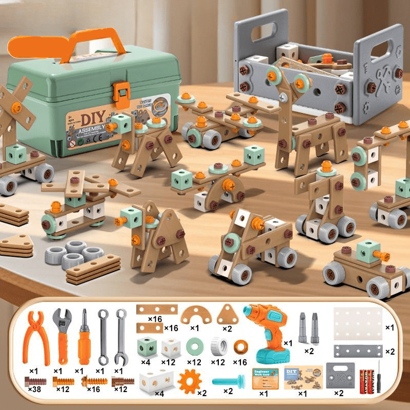 BUILDMASTER – 100-delige gereedschapsset voor creatieve kinderen vanaf 3 jaar