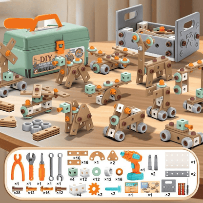 BUILDMASTER – 100-delige gereedschapsset voor creatieve kinderen vanaf 3 jaar