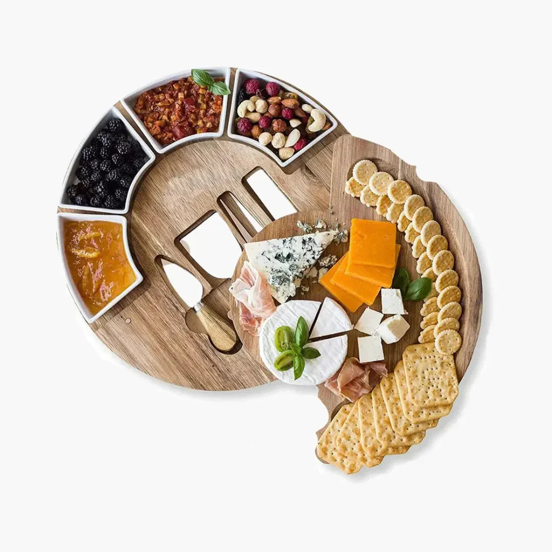 LuxeServe – Elegante Kaasplank en Messen Set voor Feestelijke Presentaties