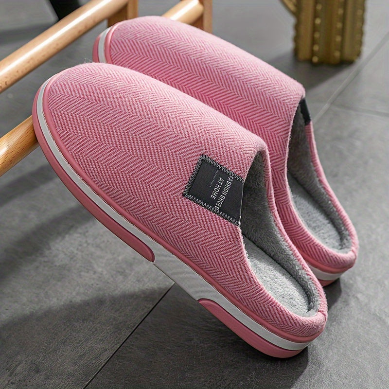 Warme Herenpantoffels met Visgraatstructuur – Comfort & Grip voor Thuis in de Herfst en Winter