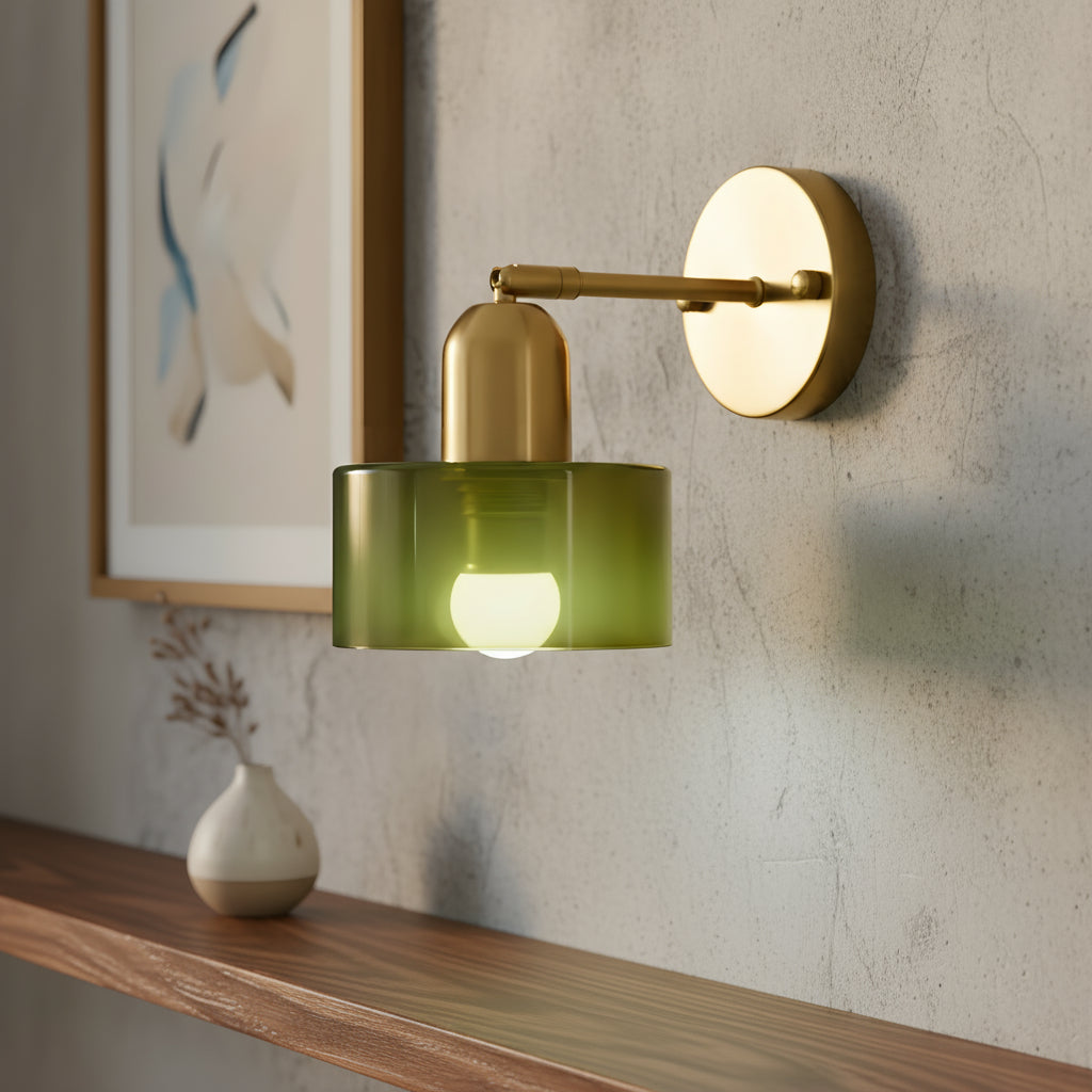 Bauhaus Wandlamp met Gekleurd Glas