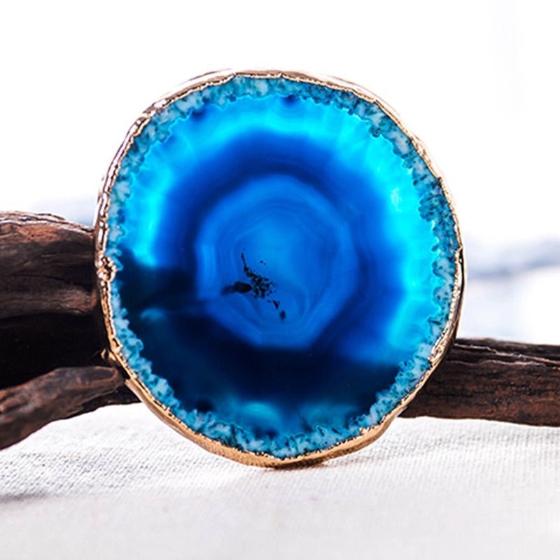 AgateLux – Luxe Blauwe Agaat Onderzetter Set met Gouden Accenten