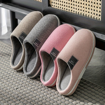 Warme Herenpantoffels met Visgraatstructuur – Comfort & Grip voor Thuis in de Herfst en Winter
