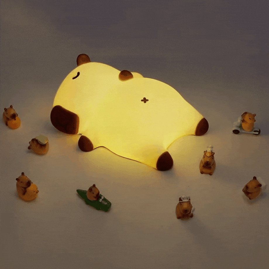 Slaapende Capybara Ademende Squishy Siliconen Compaan Geluid LED Nachtlamp Perfect Cadeau