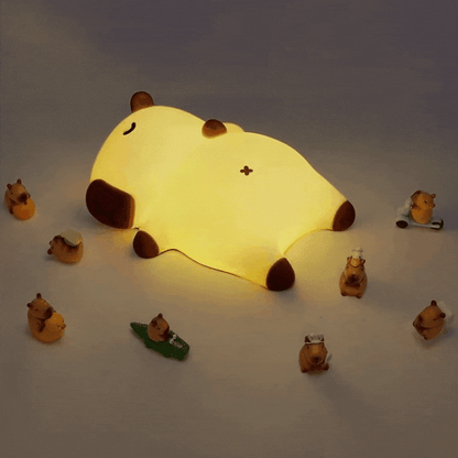 Slaapende Capybara Ademende Squishy Siliconen Compaan Geluid LED Nachtlamp Perfect Cadeau