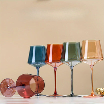 PrismGlow – Set van 6 Premium Gekleurde Wijnglazen met Handgeblazen Kristal