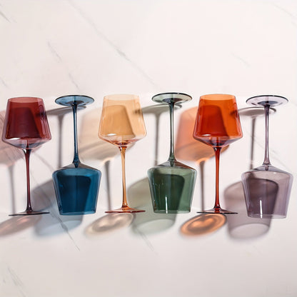 PrismGlow – Set van 6 Premium Gekleurde Wijnglazen met Handgeblazen Kristal