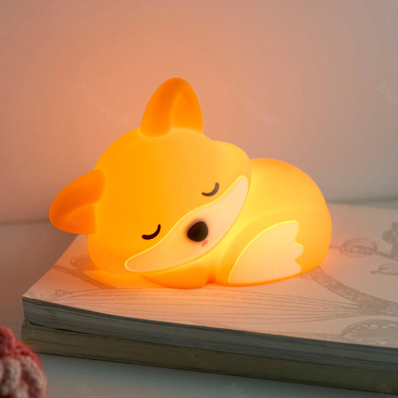 Vos Nachtlampje met Krullende Staart Silicone Squishy Dierontwerp Lamp Perfect Cadeau