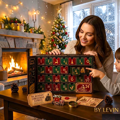 By Levin 24-day Christmas mystery adventure advent calendar with puzzle game themes and festive holiday decor