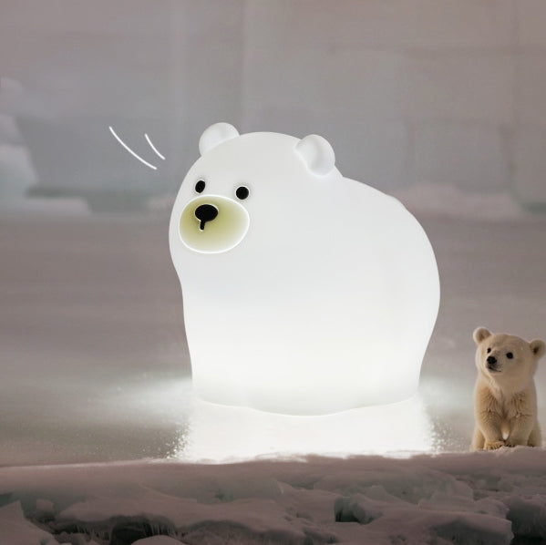 Squishy Silicone Kleine Witte Beer LED Nachtlamp - Perfect Cadeau voor Kinderen en Meisjes