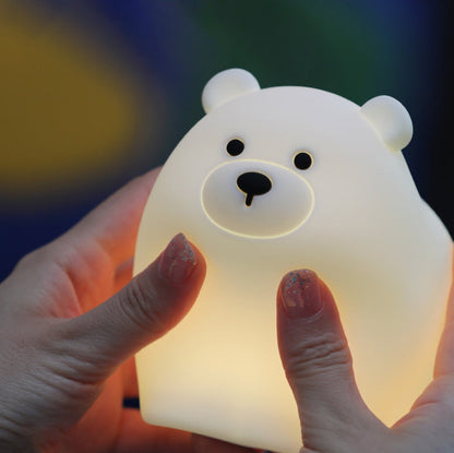 Squishy Silicone Kleine Witte Beer LED Nachtlamp - Perfect Cadeau voor Kinderen en Meisjes