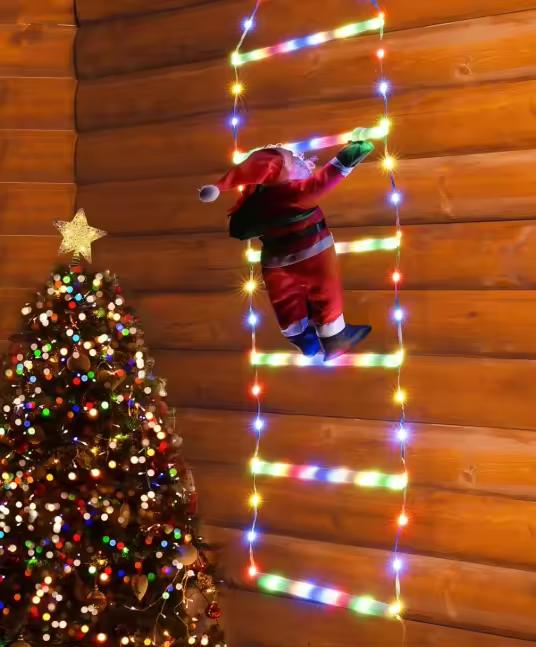 Kerstladder met Santa LED Lichten