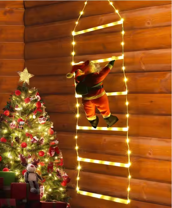 Kerstladder met Santa LED Lichten