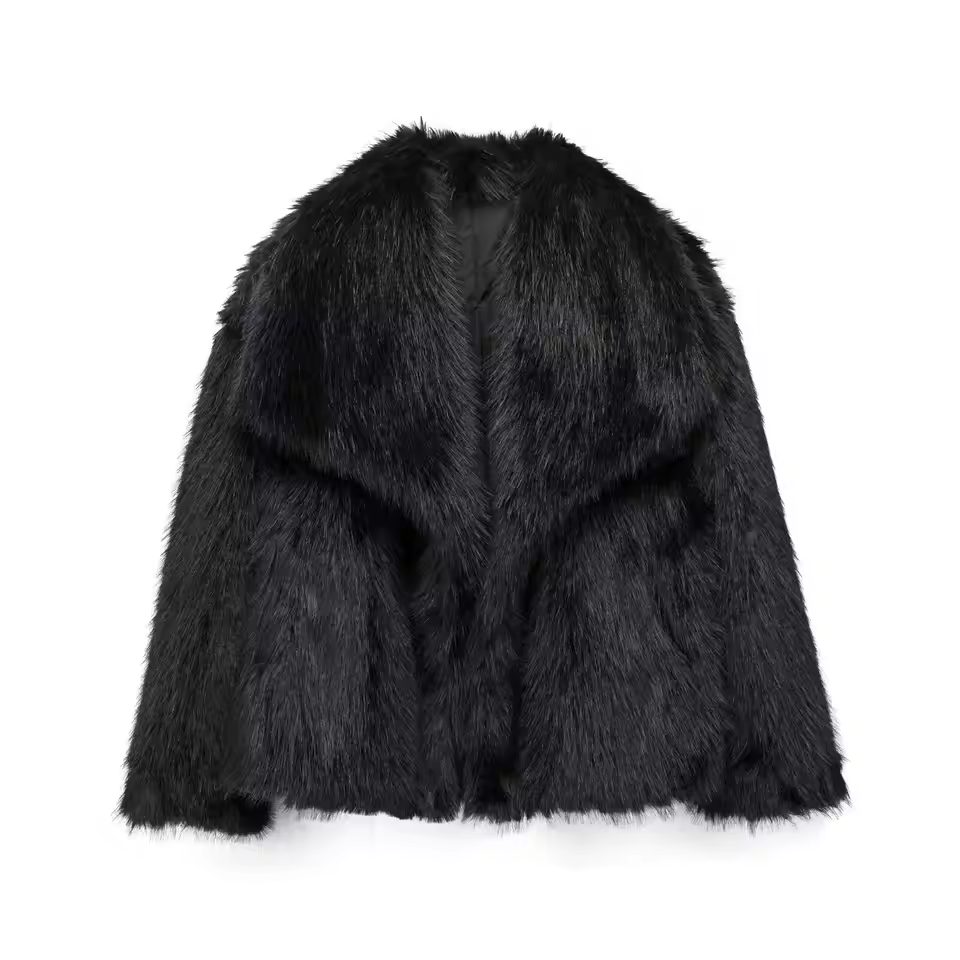 Luxe Cropped Faux Fur Jas