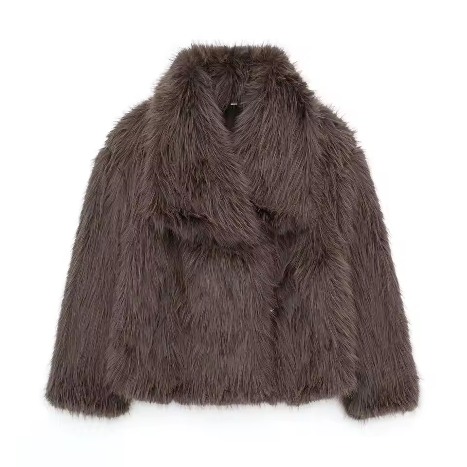 Luxe Cropped Faux Fur Jas