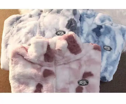 Pluche Tie-Dye Winterjas