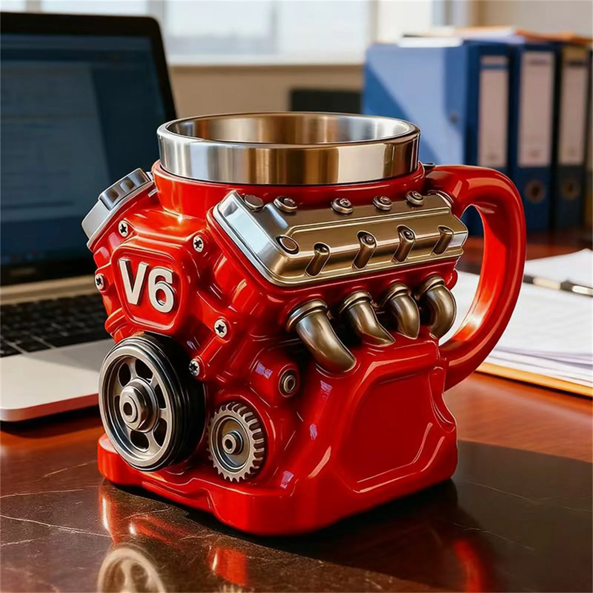 Retro V8 Motor Mok voor Autofans