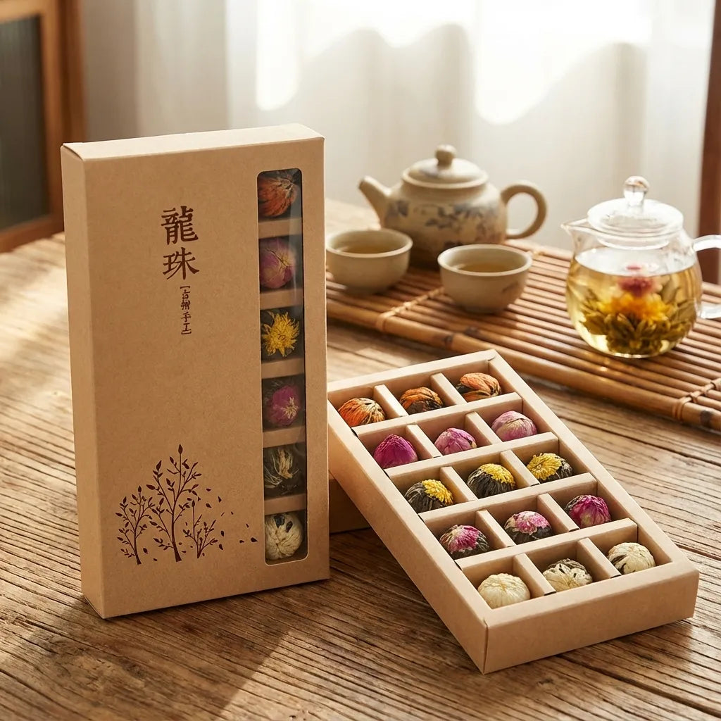 Bloeiende Bloemtheeballen 18 Stuks | Pu-erh Draakbal Thee