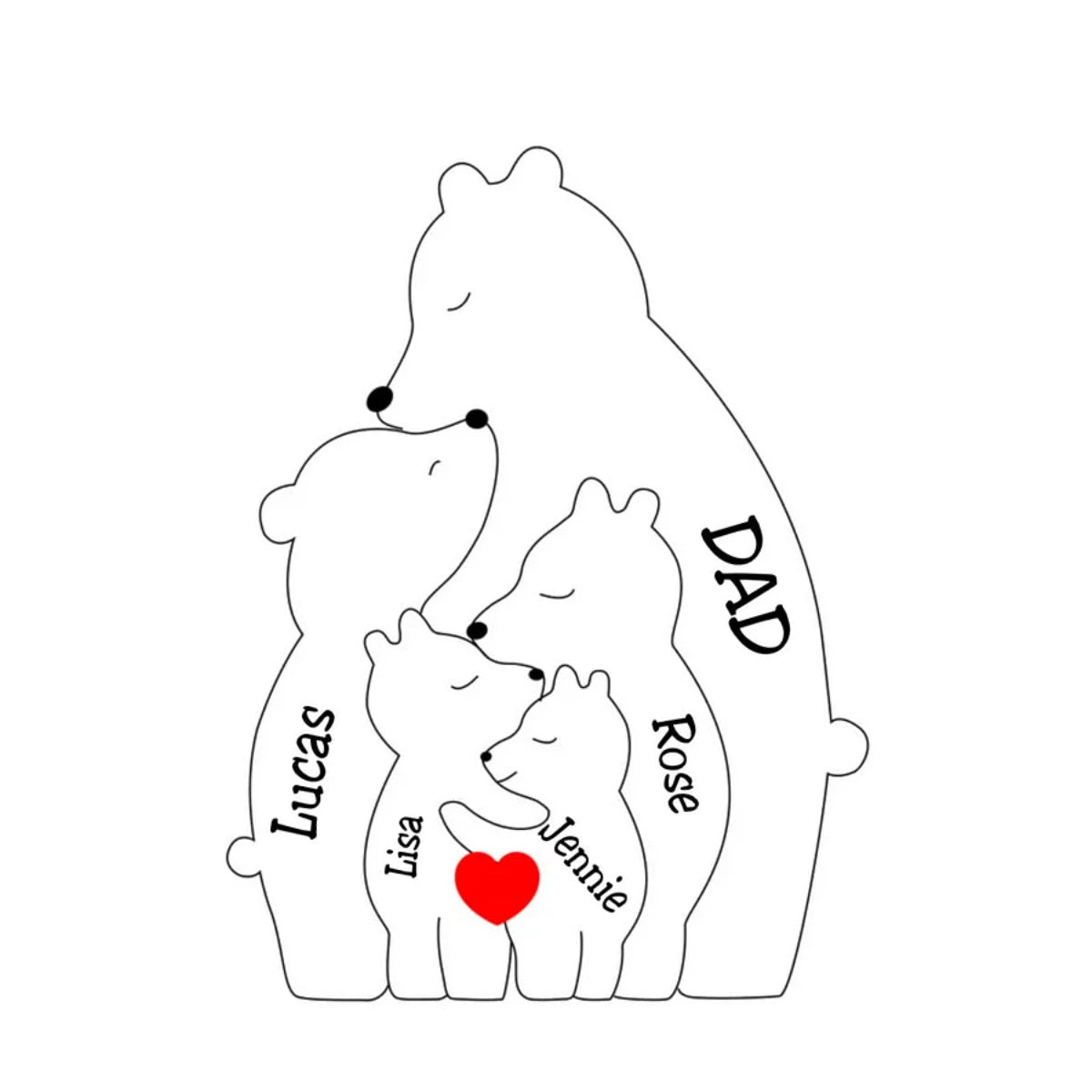 Éénoudergezin Hugging Bear Family - Symbool van liefde