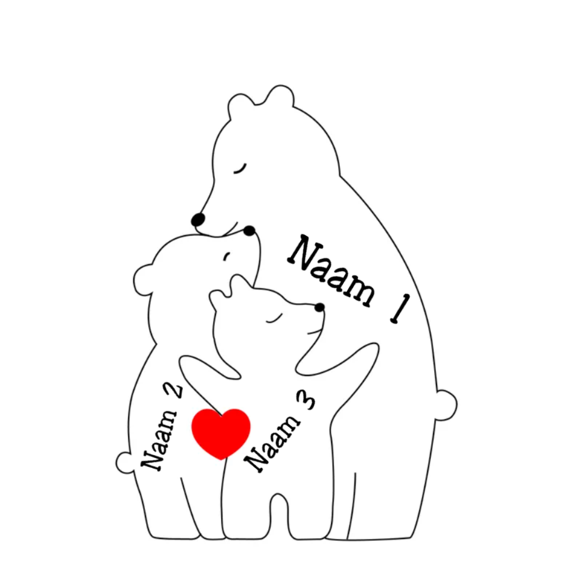 Éénoudergezin Hugging Bear Family - Symbool van liefde