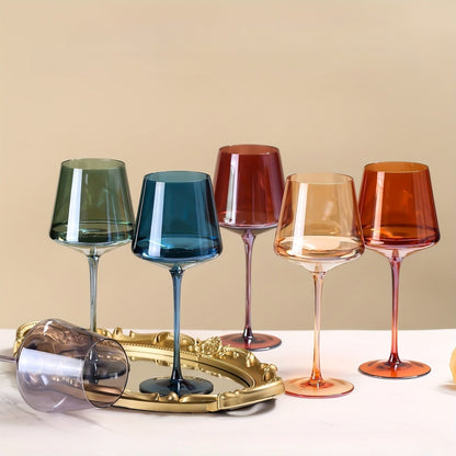 PrismGlow – Set van 6 Premium Gekleurde Wijnglazen met Handgeblazen Kristal
