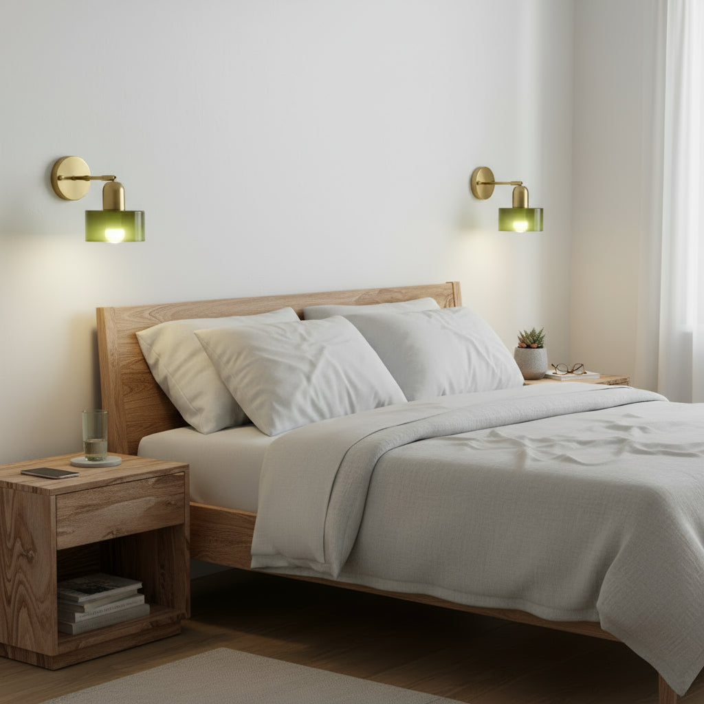 Bauhaus Wandlamp met Gekleurd Glas
