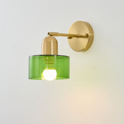 Bauhaus Wandlamp met Gekleurd Glas