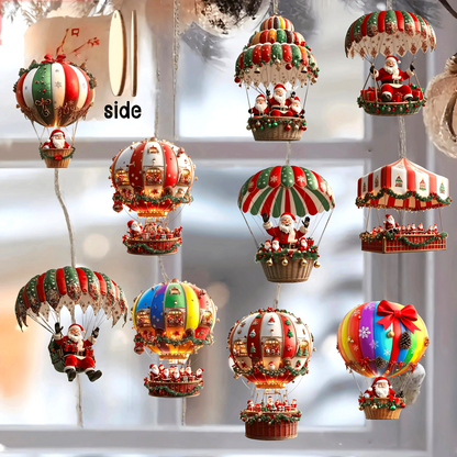 2D Platte Houten Kerstman Luchtballon Kerstboom Hangers