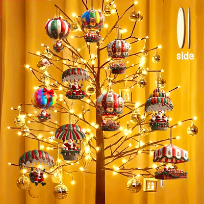2D Platte Houten Kerstman Luchtballon Kerstboom Hangers
