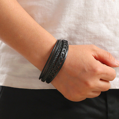 Heren Gevlochten Leren Armband