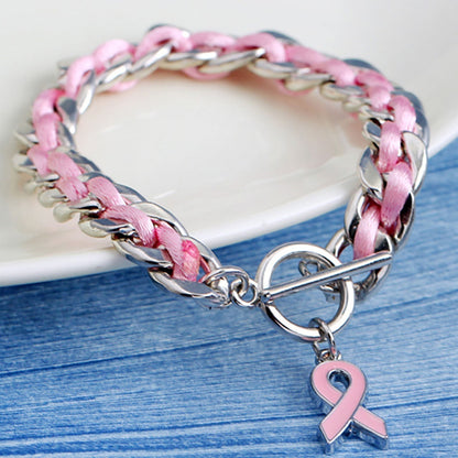 Roze Lint Bewustzijn Armband