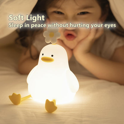 Kawaii Bloem Eend LED Squishy Nachtlampje Voor Cadeau USB Oplaadbare Eend Lamp