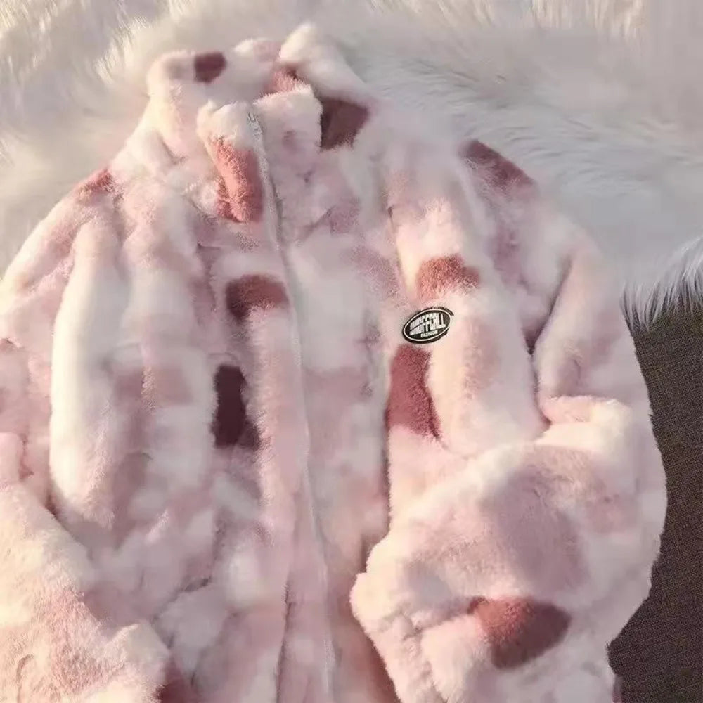 Pluche Tie-Dye Winterjas