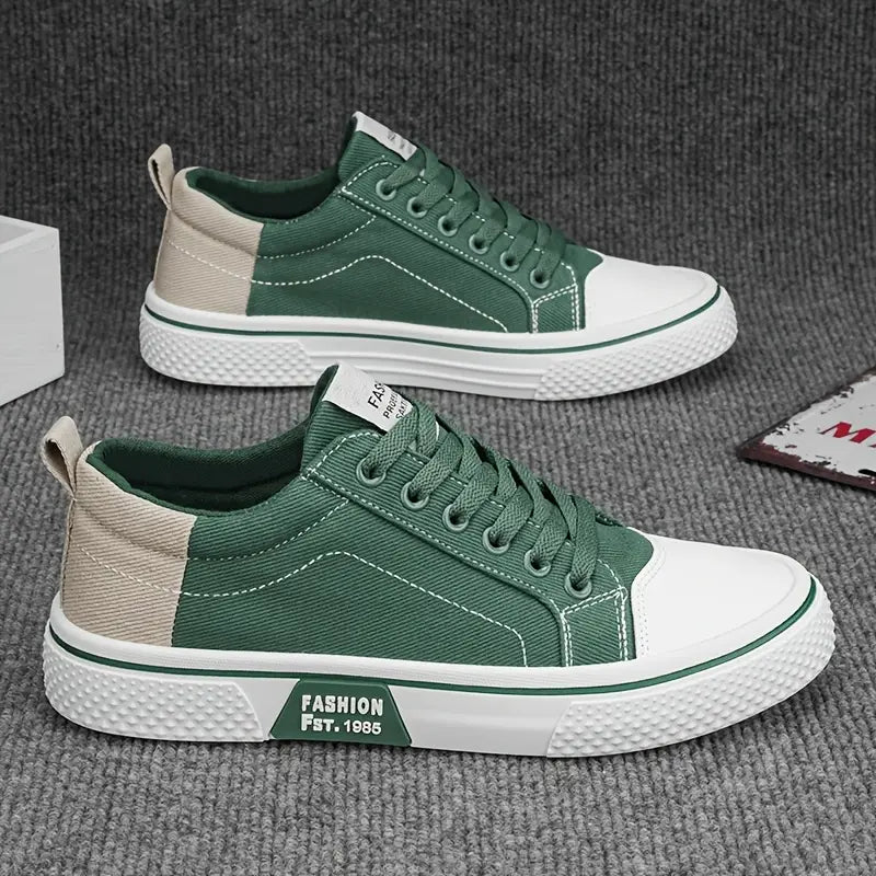 Heren Beige Canvas Sneakers