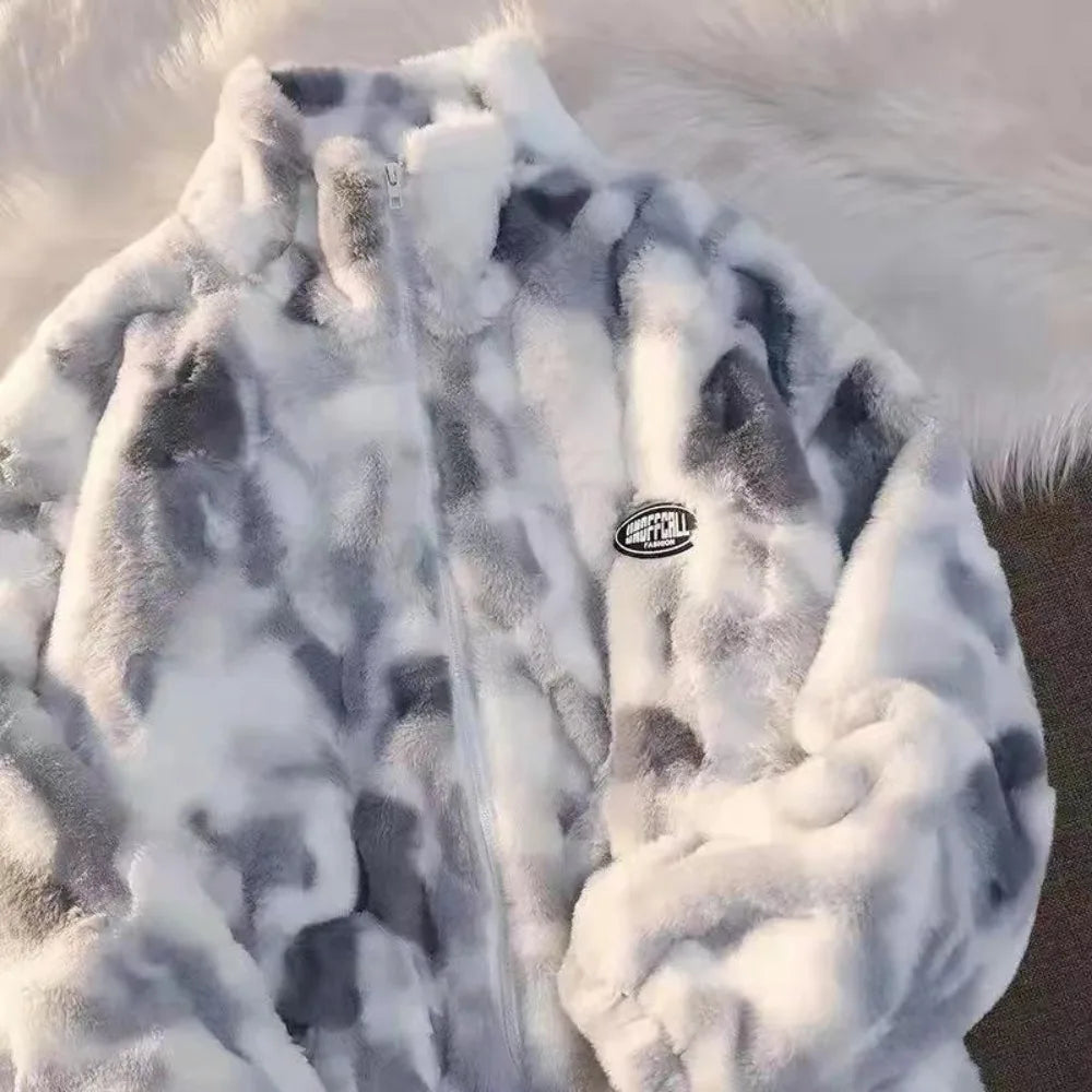 Pluche Tie-Dye Winterjas