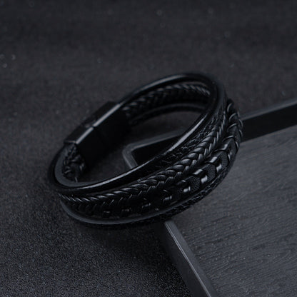 Heren Gevlochten Leren Armband