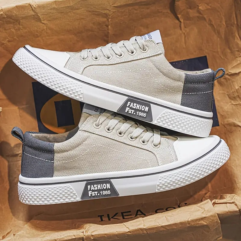 Heren Beige Canvas Sneakers