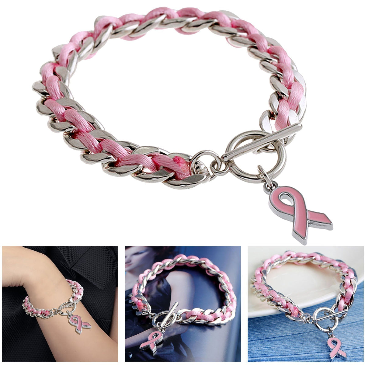 Roze Lint Bewustzijn Armband