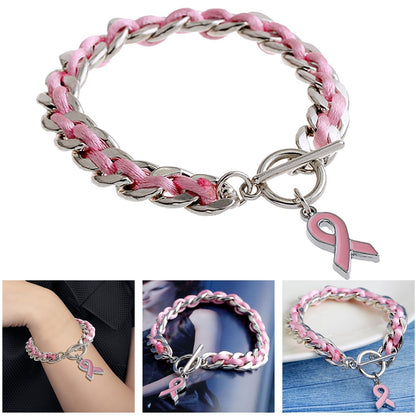 Roze Lint Bewustzijn Armband