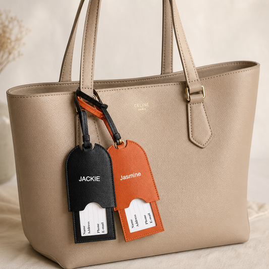 Gepersonaliseerd Luxe PU-Lederen Kofferlabel met Initialen – Premium Bagagelabel op Maat