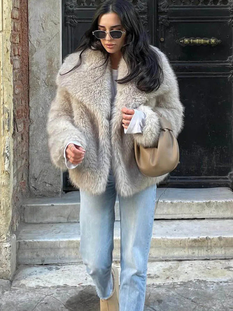 Luxe Cropped Faux Fur Jas