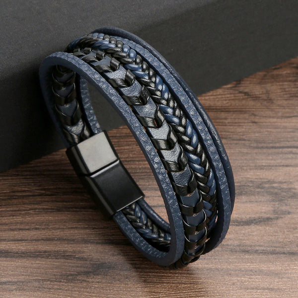 Heren Gevlochten Leren Armband