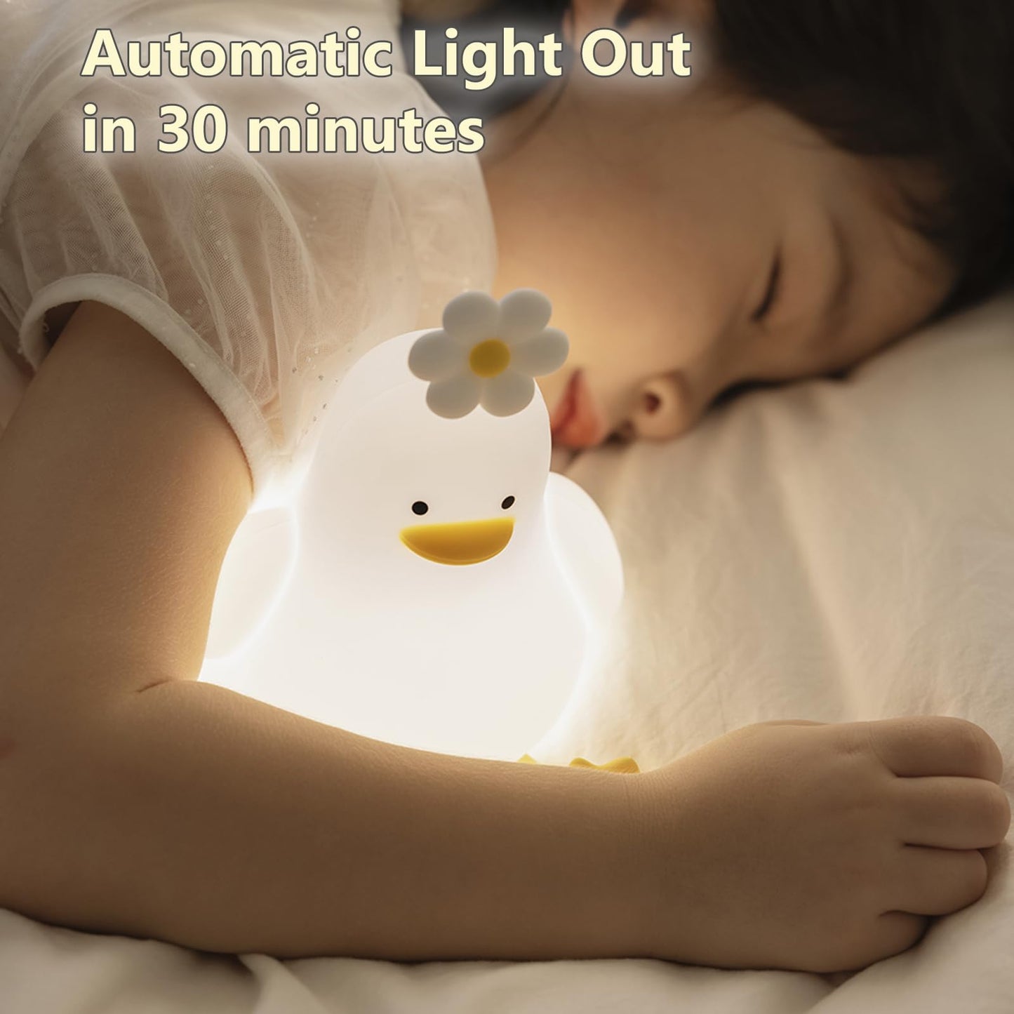 Kawaii Bloem Eend LED Squishy Nachtlampje Voor Cadeau USB Oplaadbare Eend Lamp