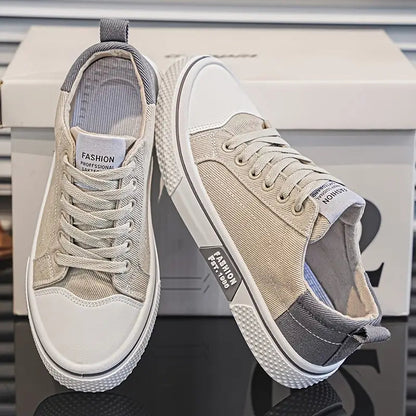Heren Beige Canvas Sneakers