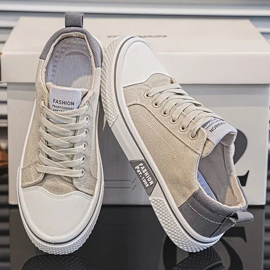 Heren Beige Canvas Sneakers