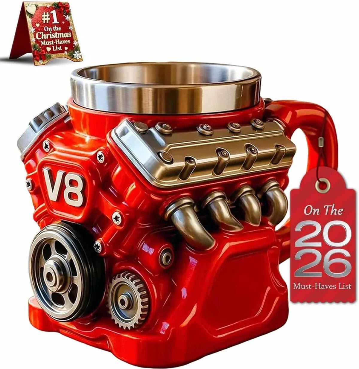 Retro V8 Motor Mok voor Autofans
